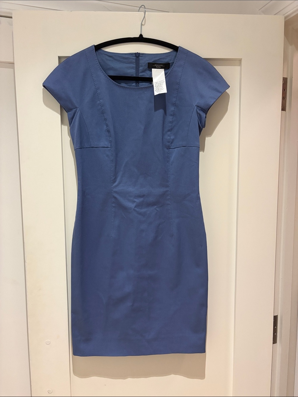 Weekend Max Mara Slate-Blue Cap Sleeve Midi Dress stretchy